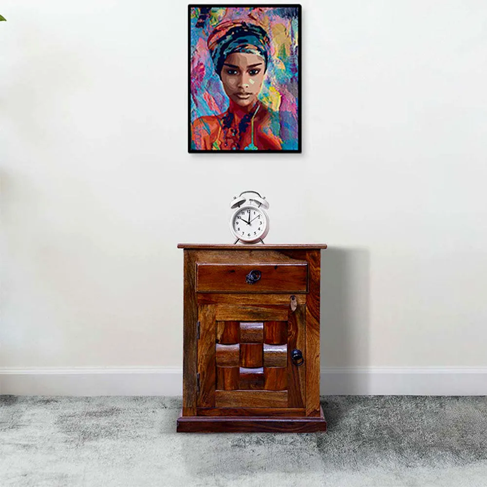 Sheesham Wood Storage Bedside Table