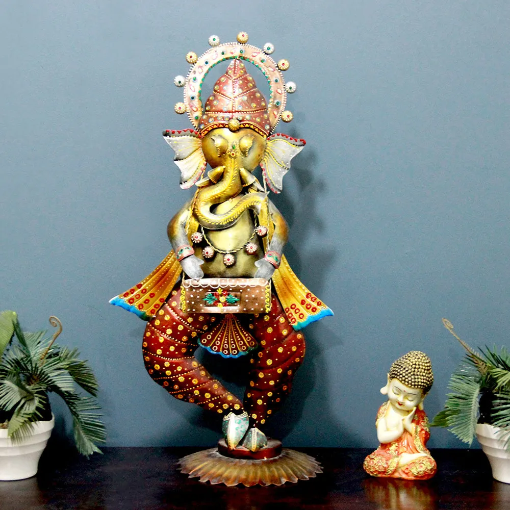 Sitting Ganesha Artistic Metal Table Accent