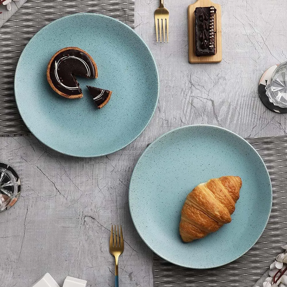 Sky Blue Minimal Ceramic Dinner Plates Set Of 2