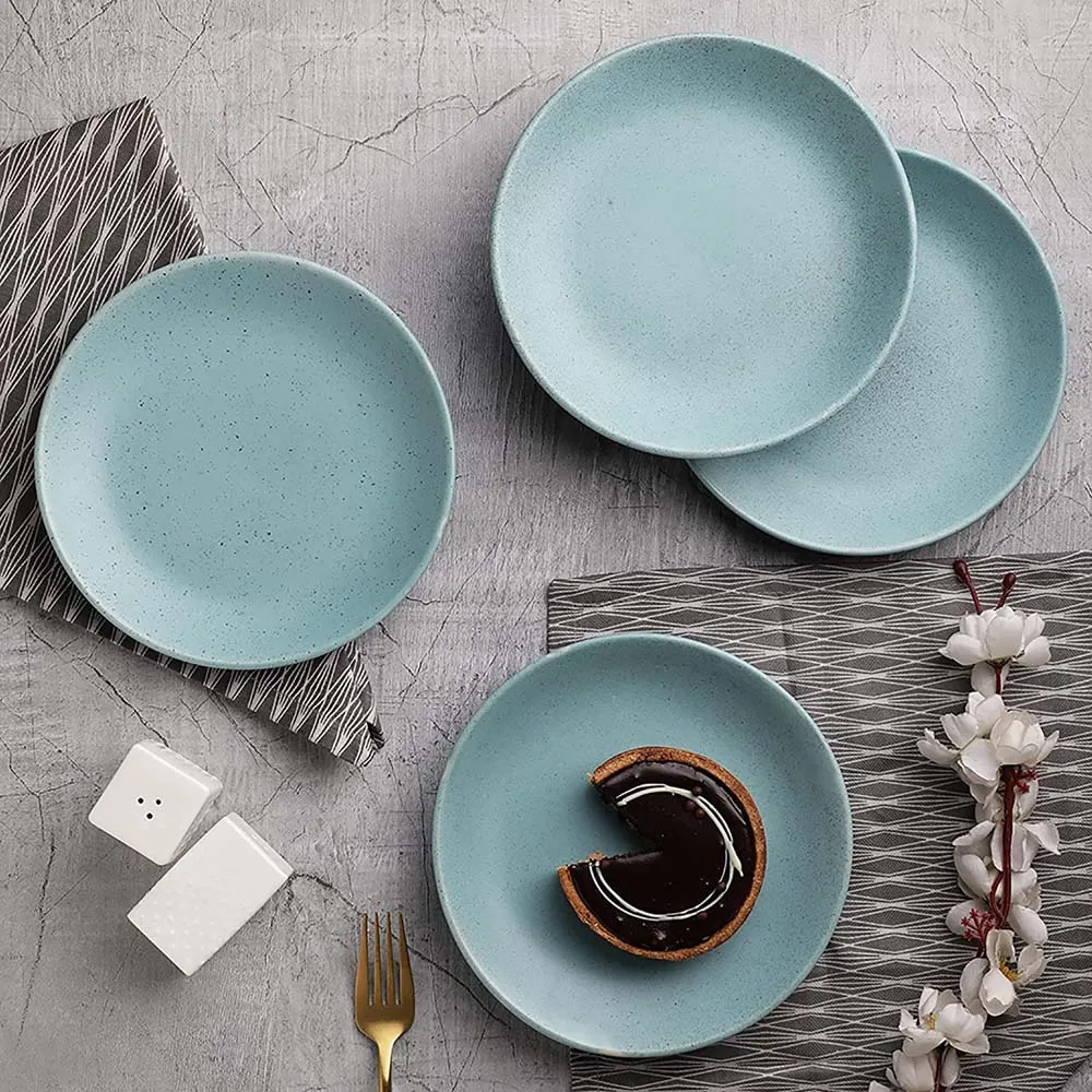 Sky Blue Minimal Ceramic Dinner Plates Set Of 4