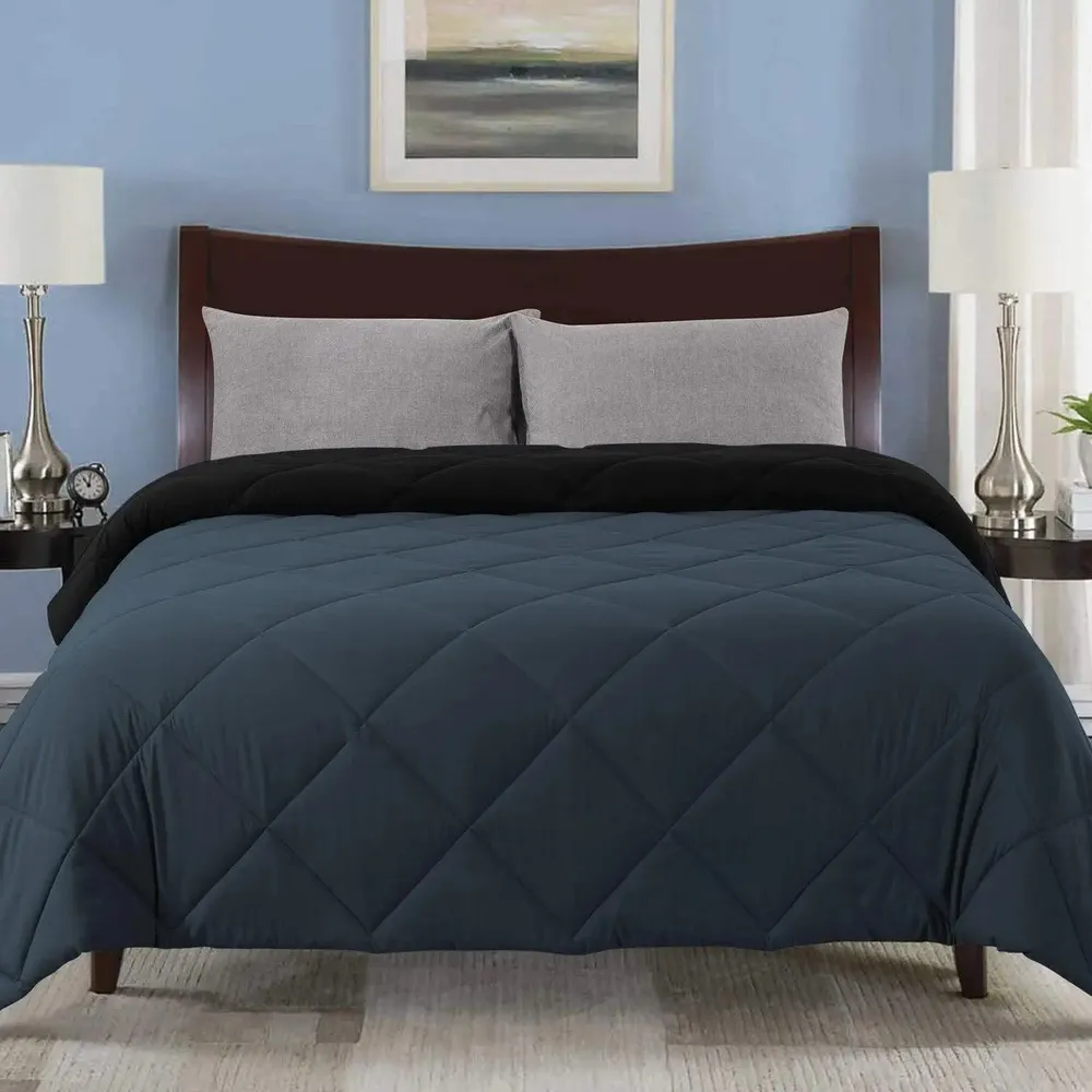 Slate & Black Quilted Single Bed Comforter