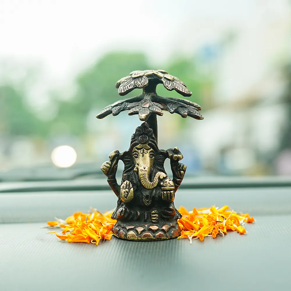 Small Tree Handmade Ganesha Sitting Idol Showpiece