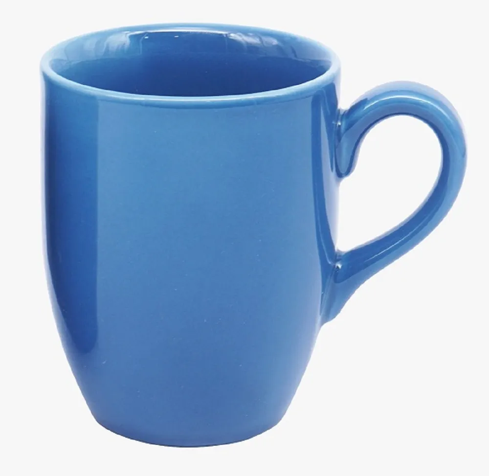 Smooth Ocean Blue Porcelain Coffee Mugs Set Of 2