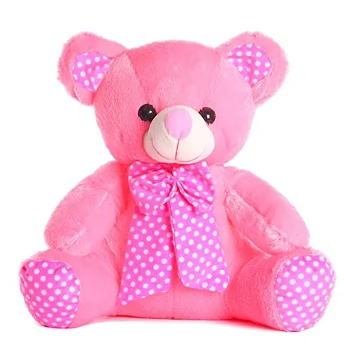 Soft Mushy Polka Bow Tie Teddy Bear Pink WallMantra