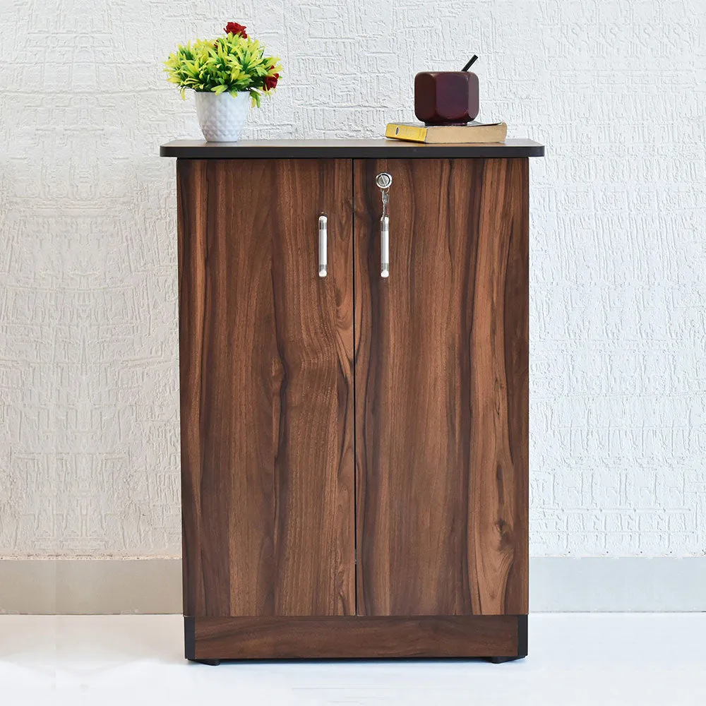 Solid Engineered Wood Dark Walnut 4 Partitioned Shoe Cabinet