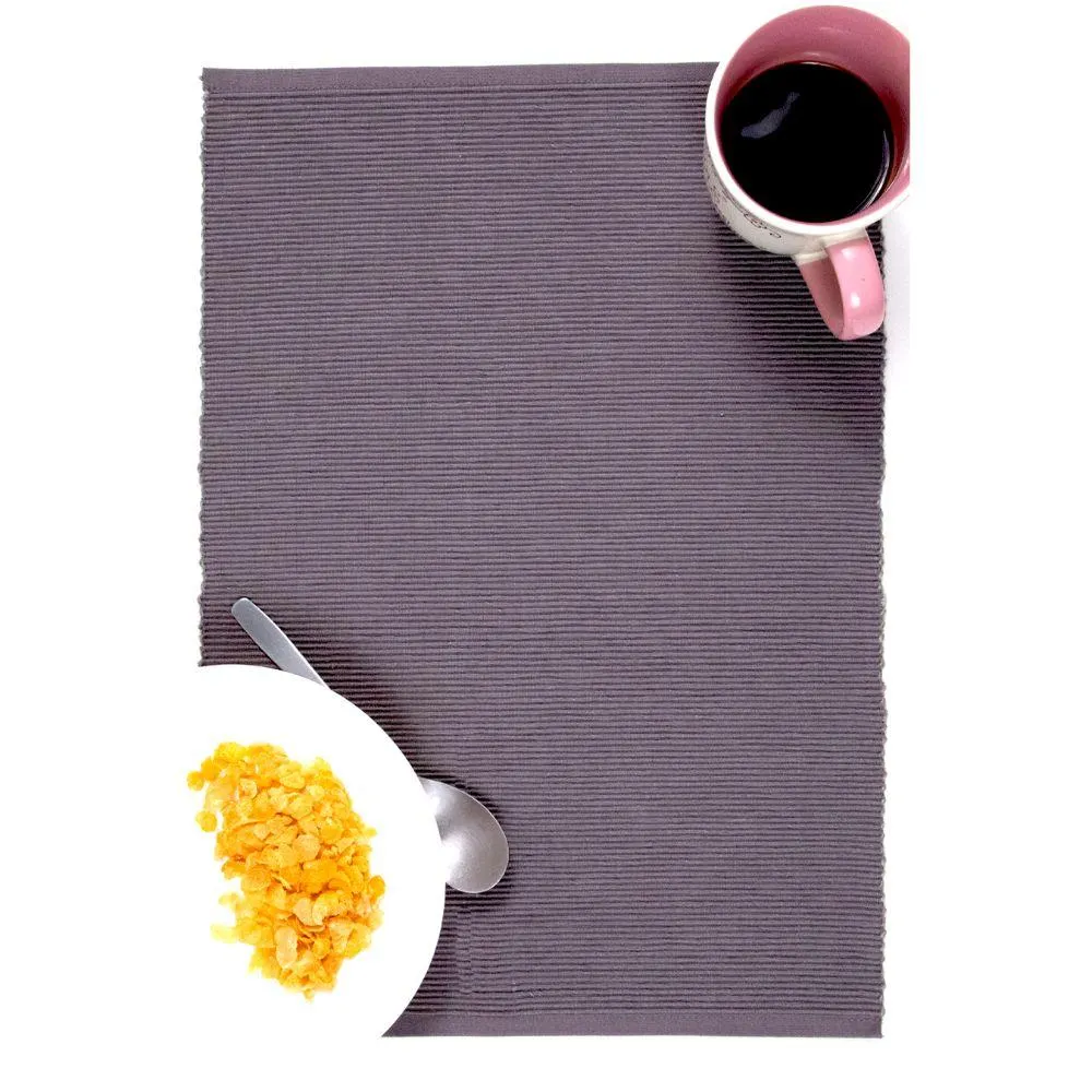Solid Gray Chalk Ribbed Placemat/ Table Mat (Set of 2)