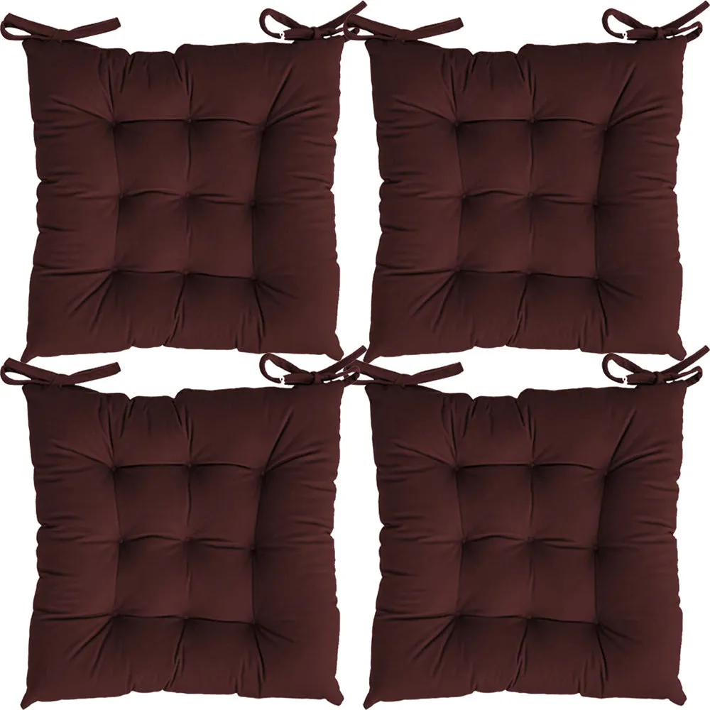 Solid Microfiber Chair Pad/ Chair Cushion- 24x24 inch, Set of 4