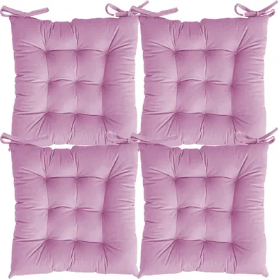 Solid Microfiber Chair Pad/ Chair Cushion- 24x24 inch, Set of 4