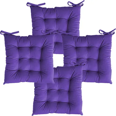 Solid Microfiber Chair Pad/ Chair Cushion- 24x24 inch, Set of 4