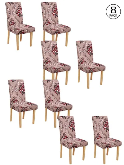 Solid Peach Stretchable Floral Chair Cover