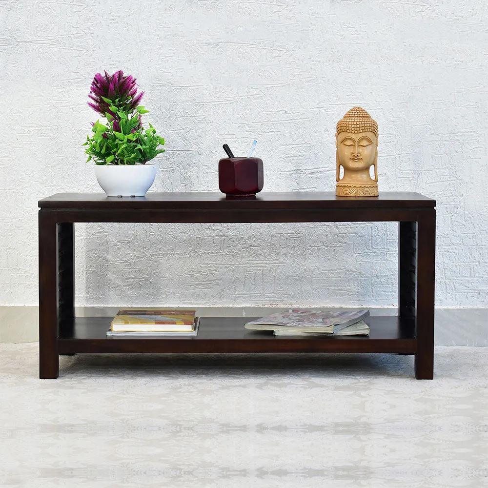 Solid Sheesham Wood Dark Brown Minimalist Table