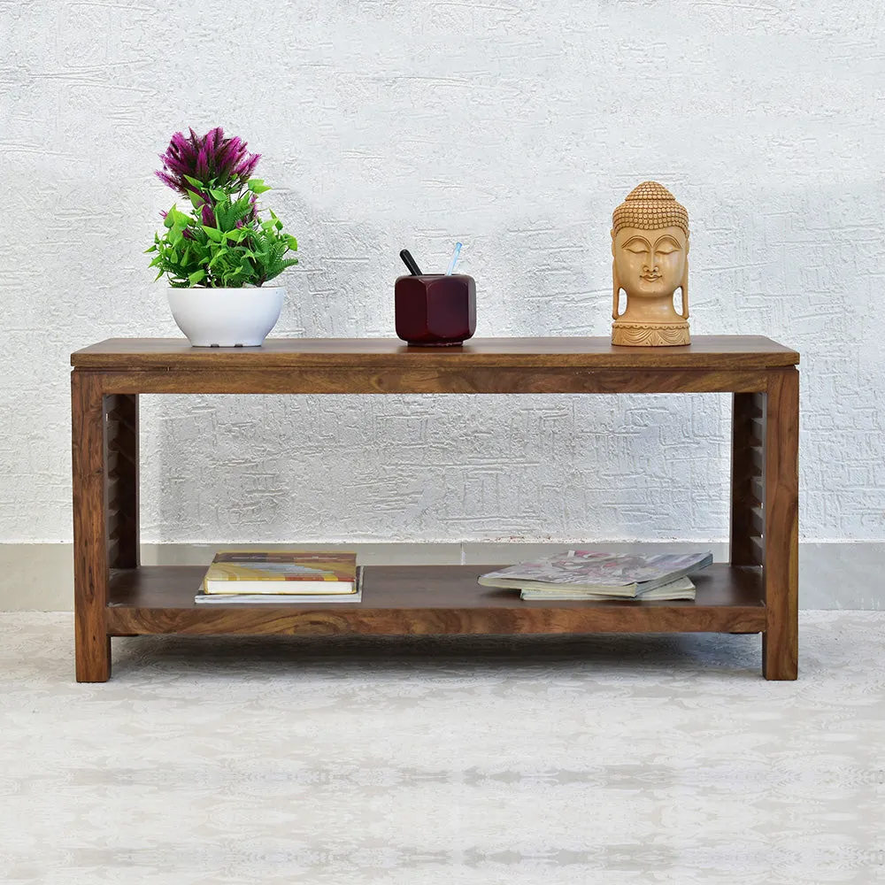 Solid Sheesham Wood Light Brown Minimalist Table