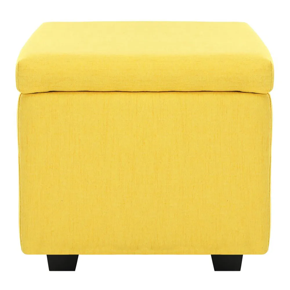 Solid Wooden Urban Yellow Ottoman With Storage