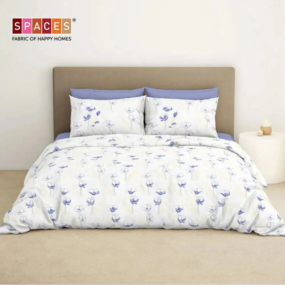 Spaces Floral Cosmic Sky Everyday Premium Light Violet 100% Cotton Double Bedsheet