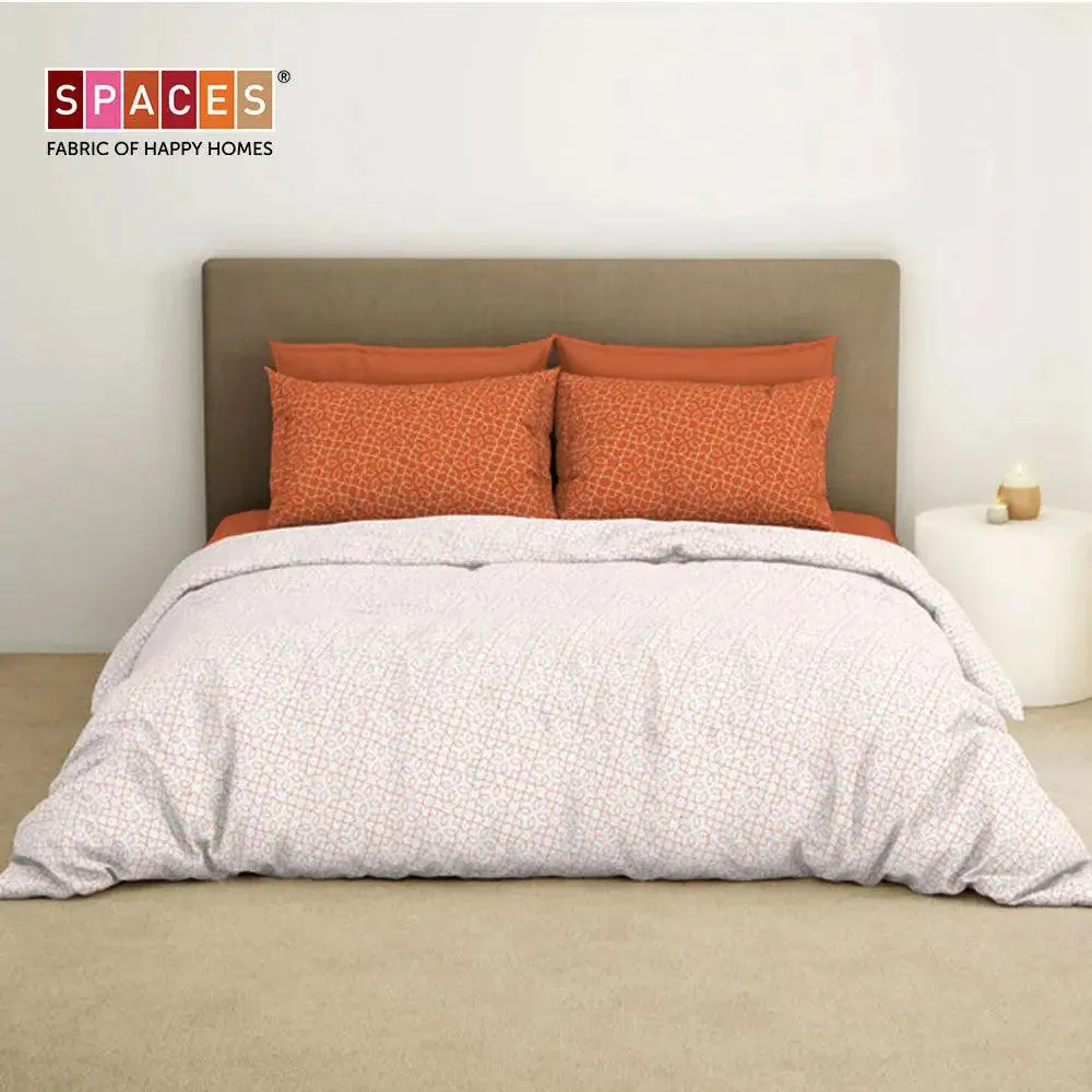 Spaces Floral Melon Everyday Premium Orange 100% Cotton Double Bedsheet