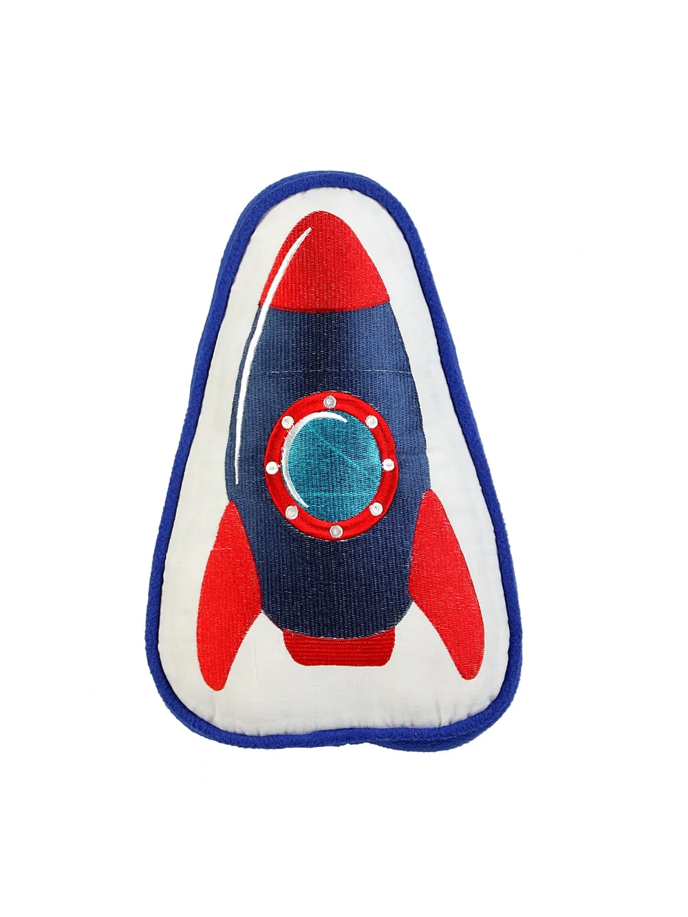 Spaceship Inspired Kids Red and Dark Blue 100% Cotton Cushion Cover Set Of 1