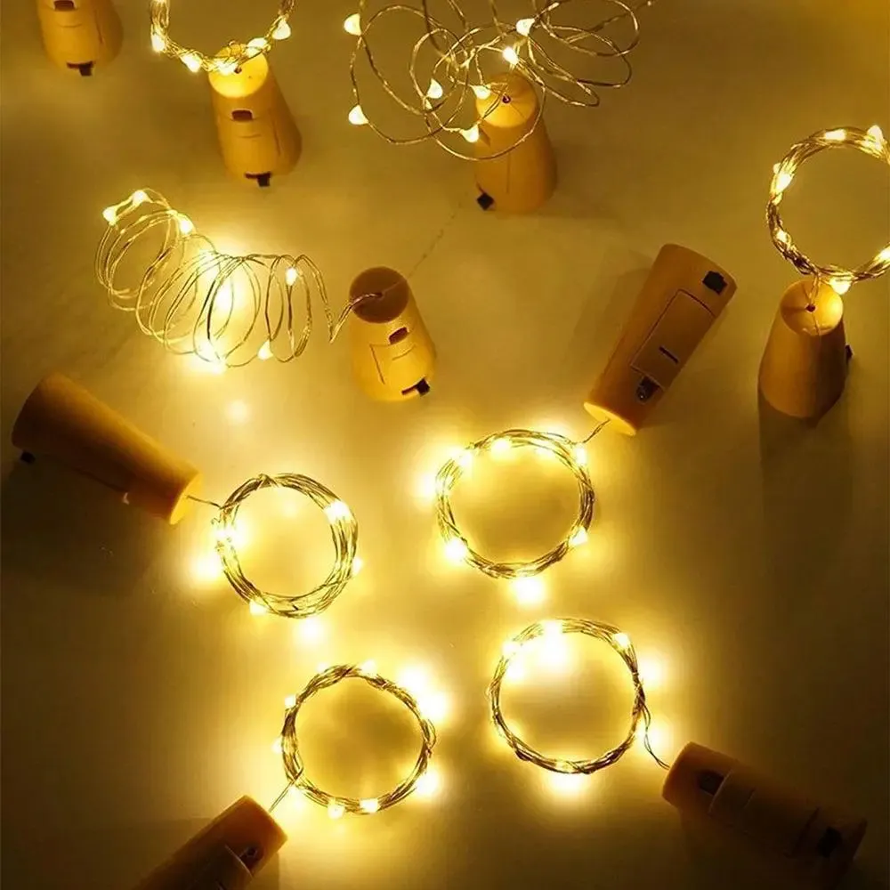 Sparkling Golden Set Of 10 Cork LED Light