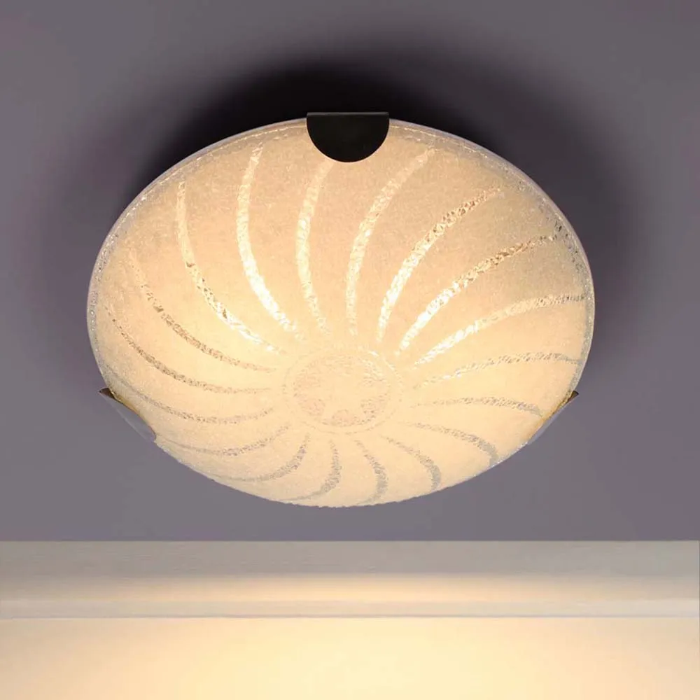 Spiral Textured Big White Flush Mount Light