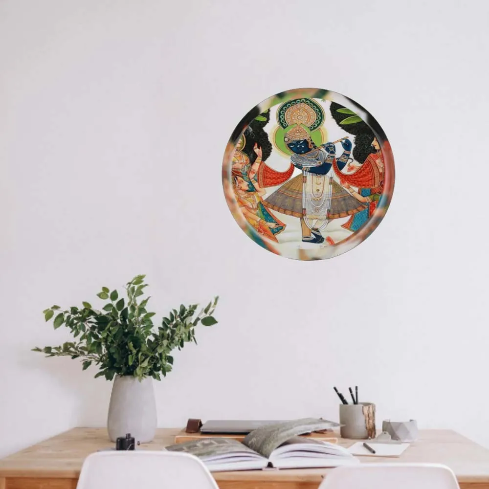 Spiritual Lord Shreenathji Premium Metallic Wall Plate for Living Room(12inches)