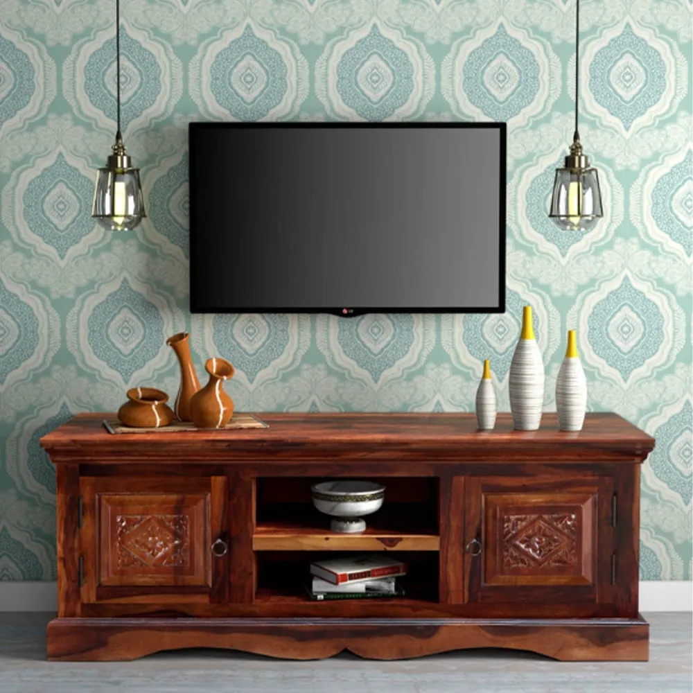 Standard Designer Chocolate Brown Sheesham Wood T.V Cabinet