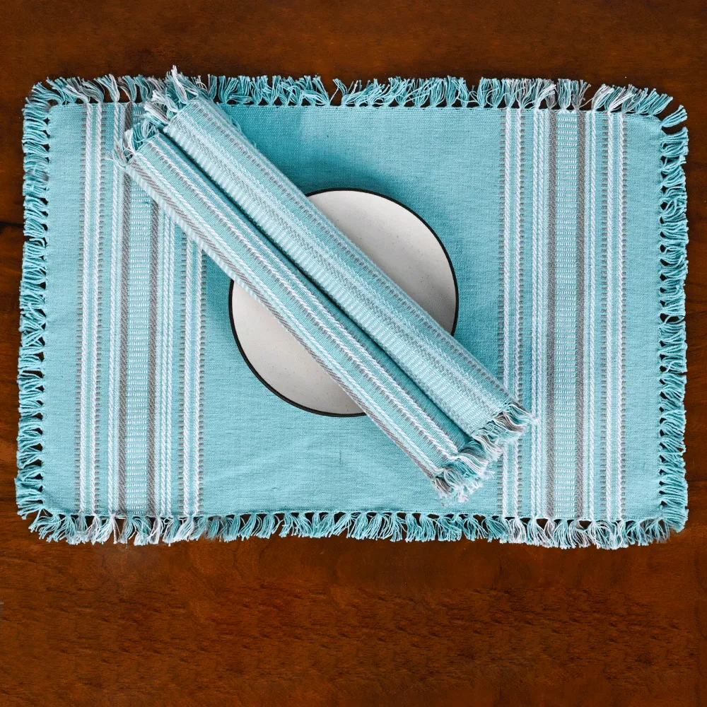 Standard Pattern Blue Premium Cotton Placemats Set Of 6