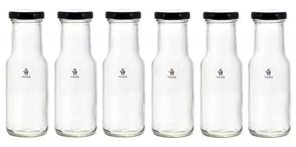Standard Round Airtight Glass Bottle Set Of 6 (200 ml)