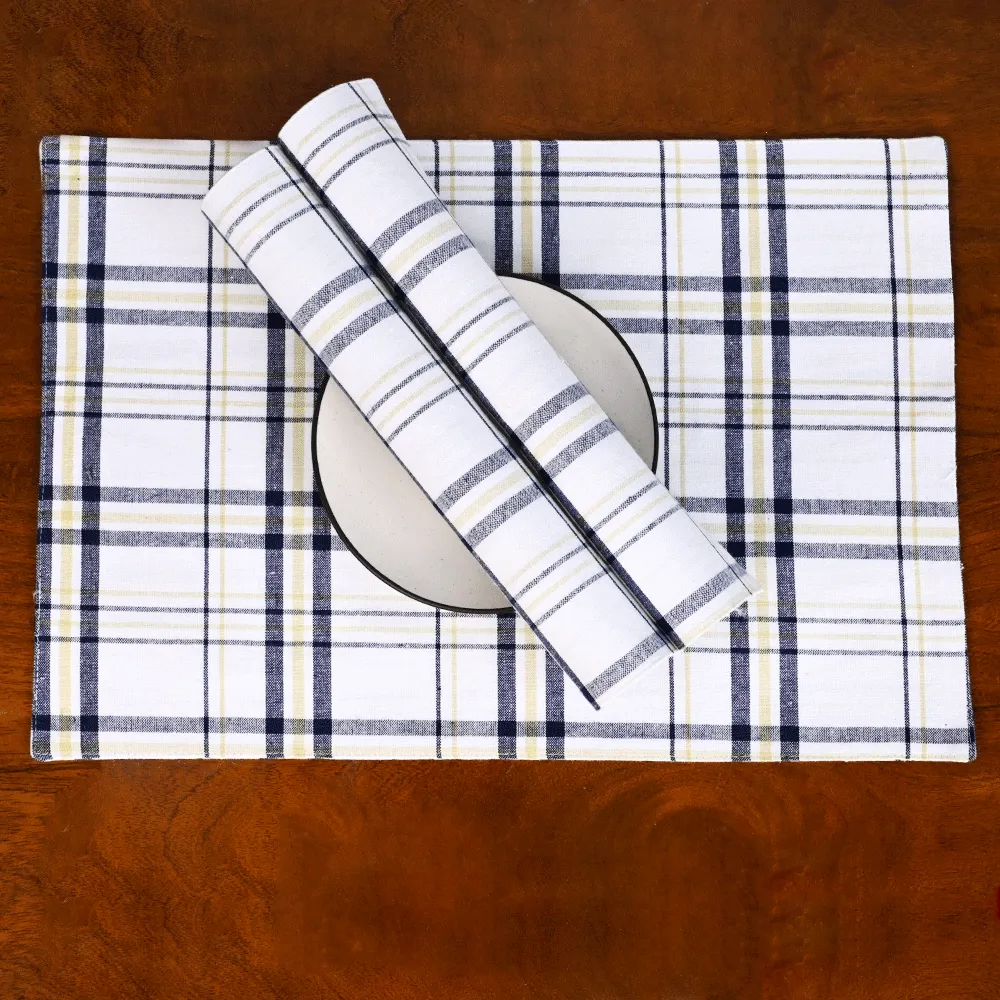 Standard Striped Beige Premium Cotton Placemats Set Of 6