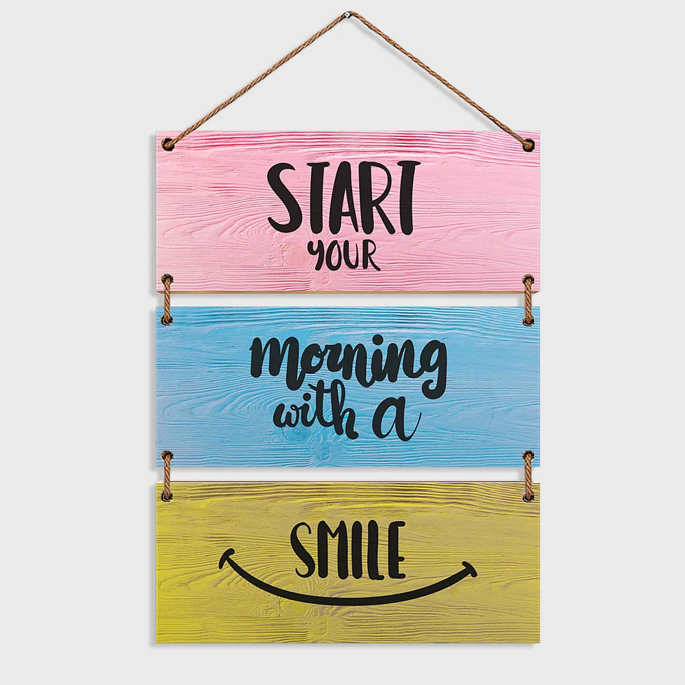 "Start your morning with a smile" Quote Wooden Sign