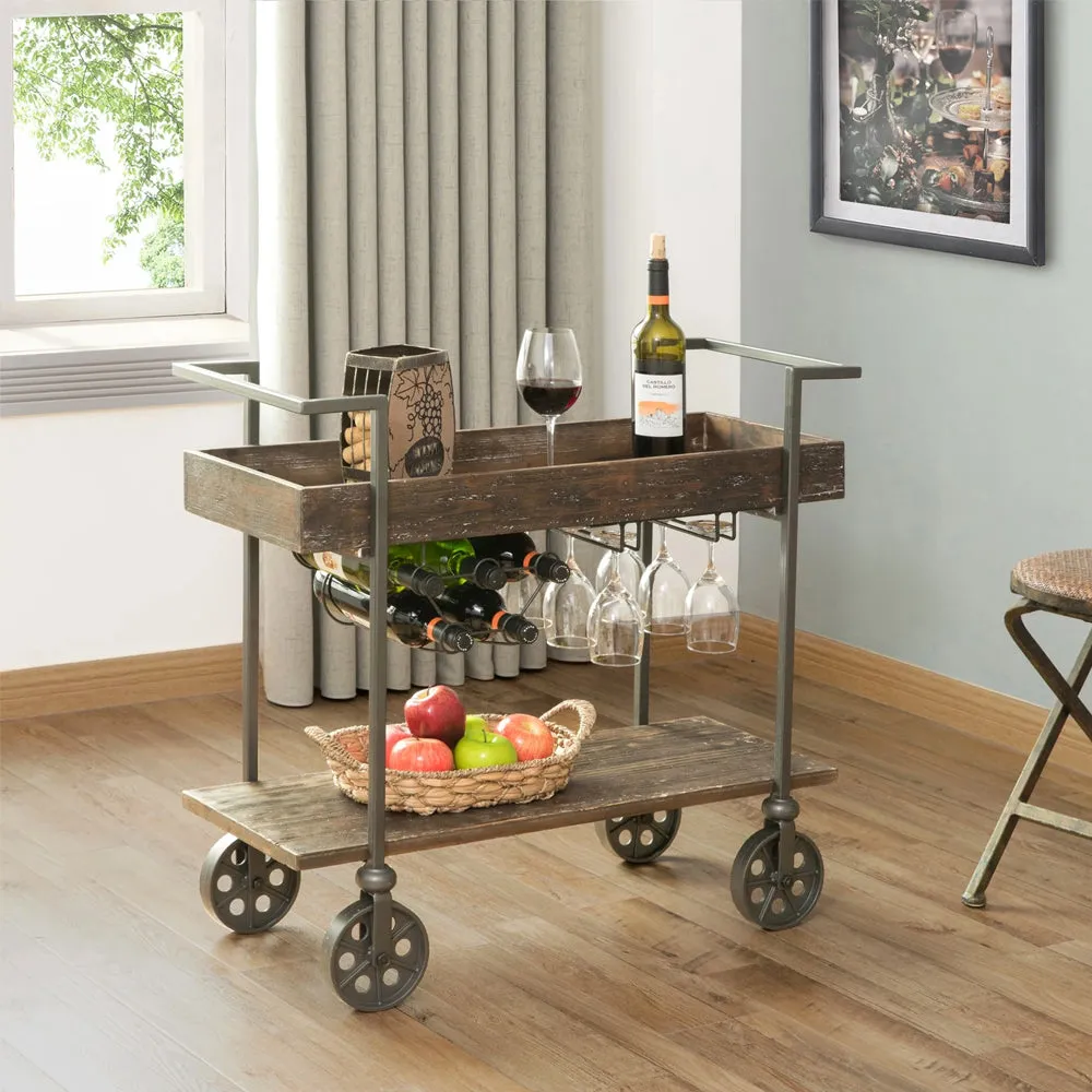 State Of The Art Metal & Wooden Bar Trolley