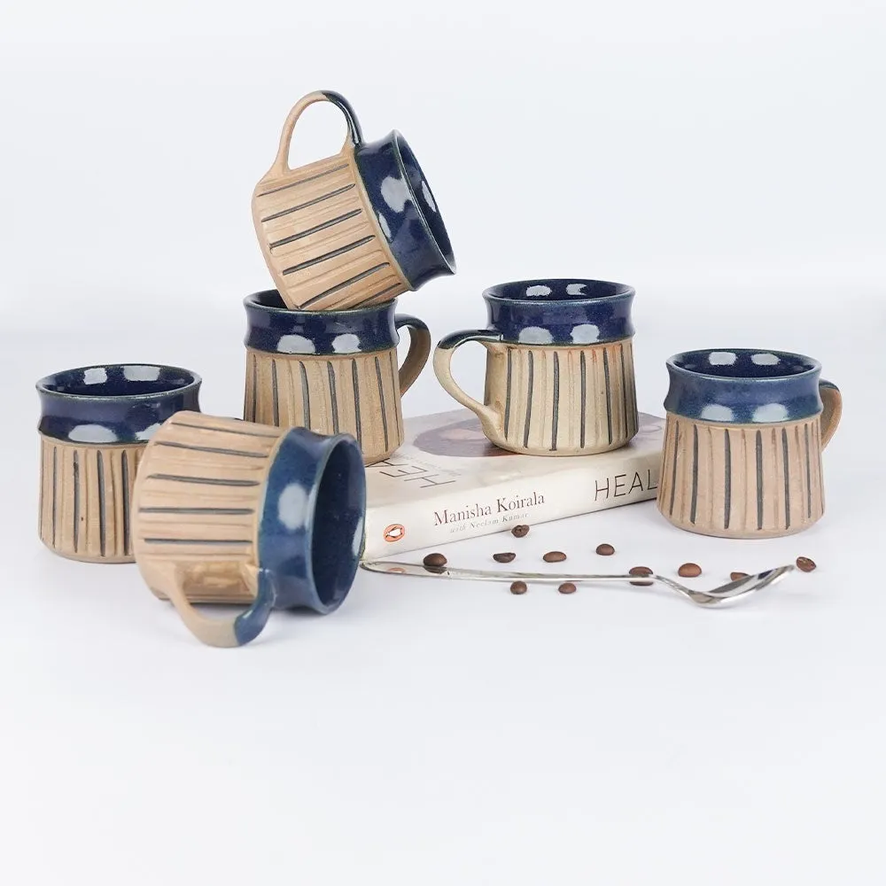 Striped Designer Ceramic Mugs Set of 6