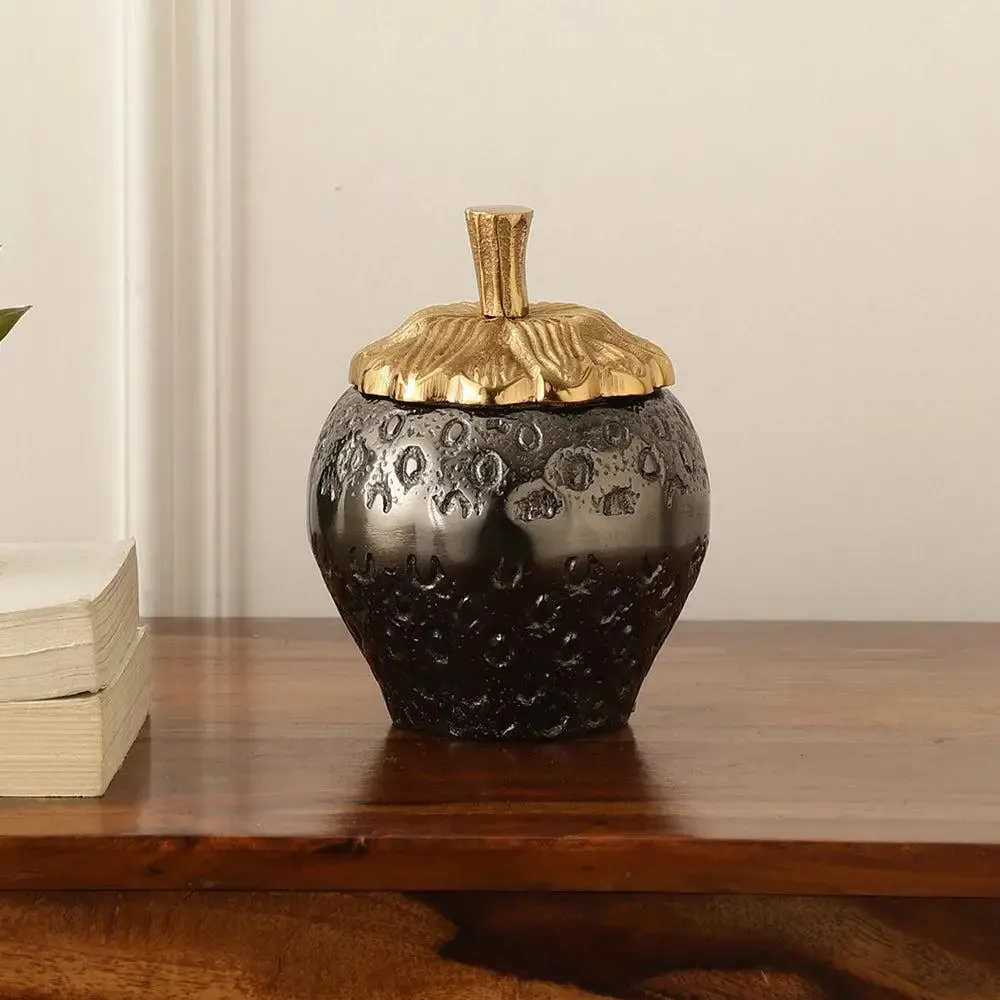 Stunning Berry Bliss Black Decorative Box with Lid / Showpiece for Living Room