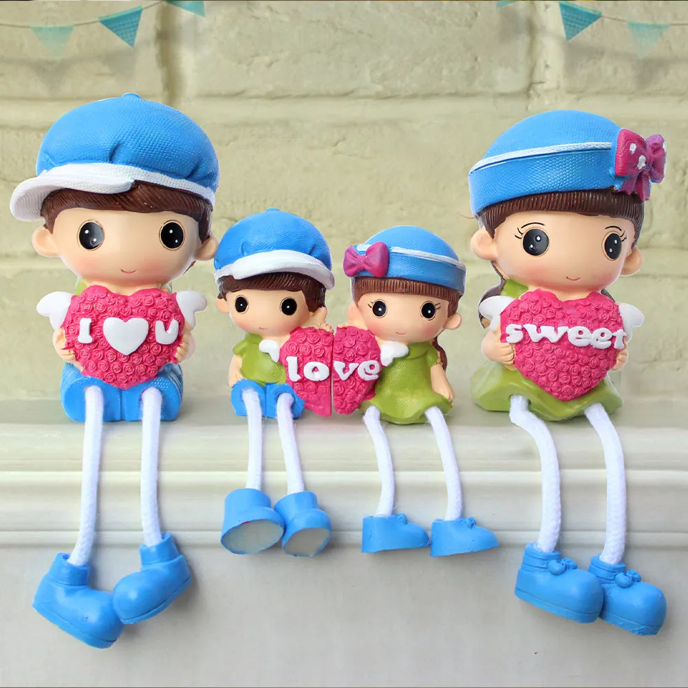 Stunning Multicoloured Family Couple Showpiece Statues for Valentine's Day (Set of 4)