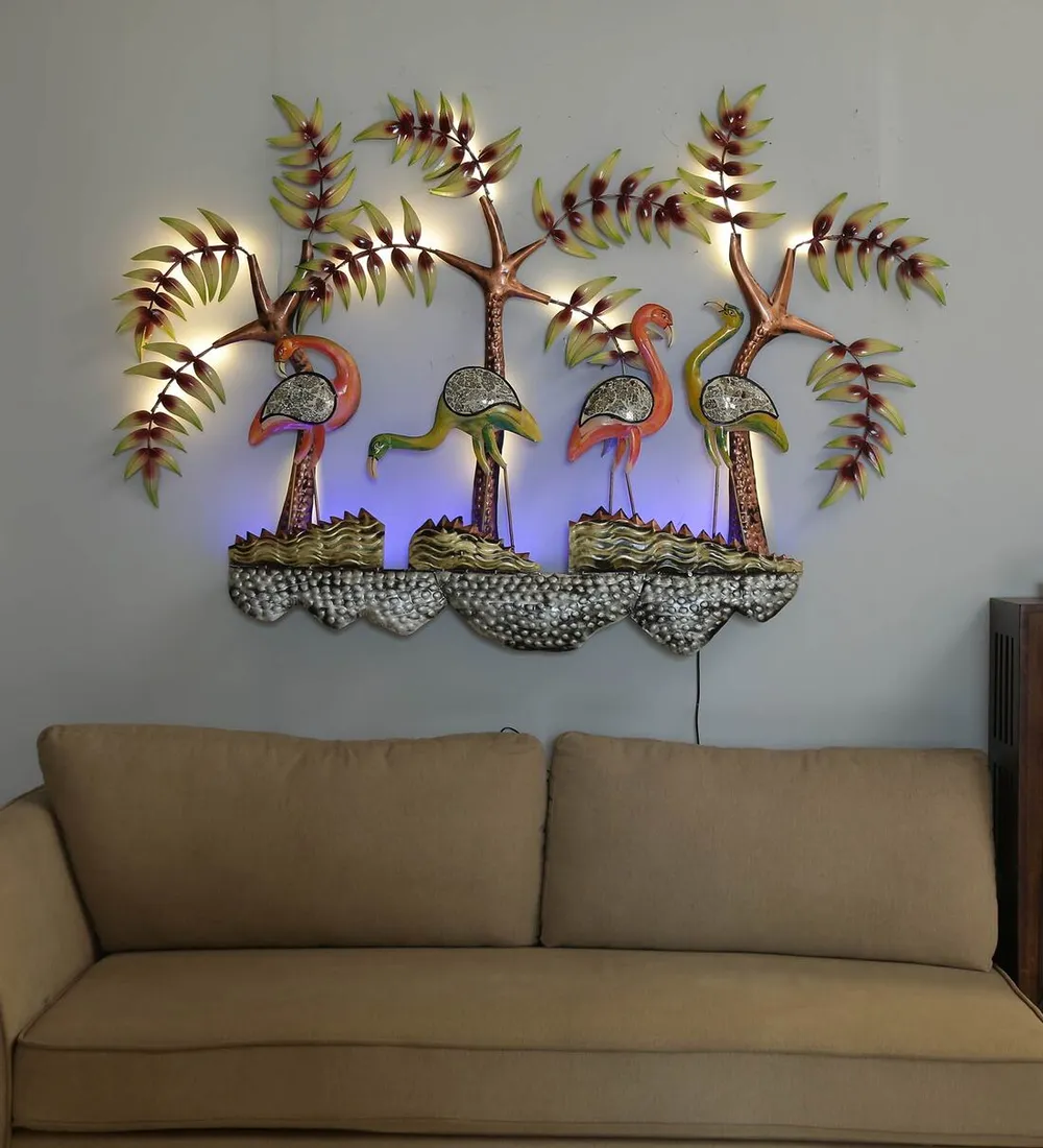 Swan Designer Tropical Touch LED Metal Wall Decor