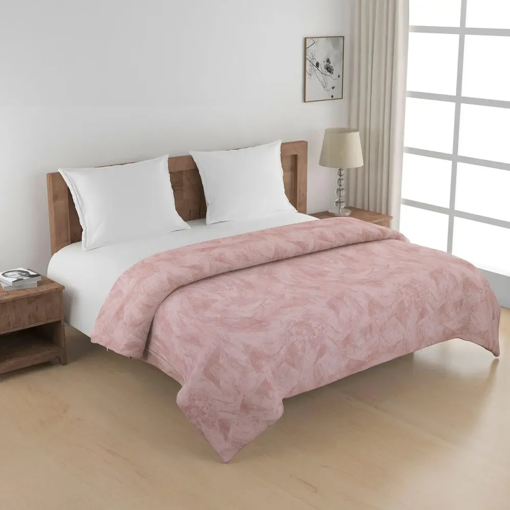 Swayam Abstract Design 150 GSM Pure Cotton Double Size AC Comforter , Pink and Pink