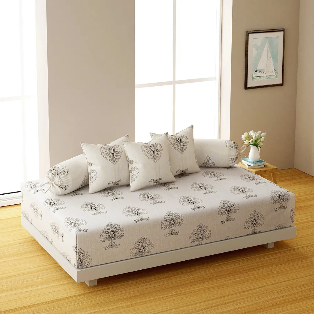 Swayam Ananda 100% Pure Cotton Beige Ethnic Motif Diwan Set, Pack of 6