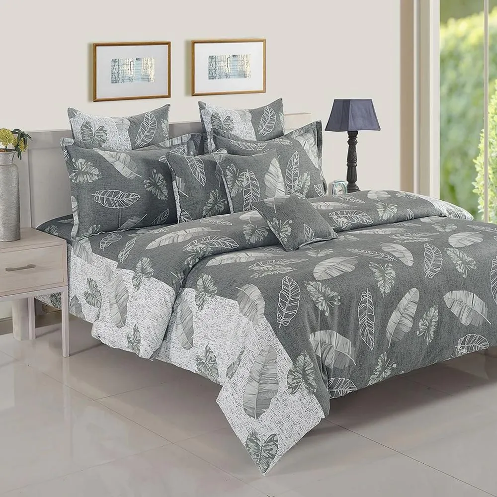 Swayam Ananda Grey & White Abstract Cotton Comforter