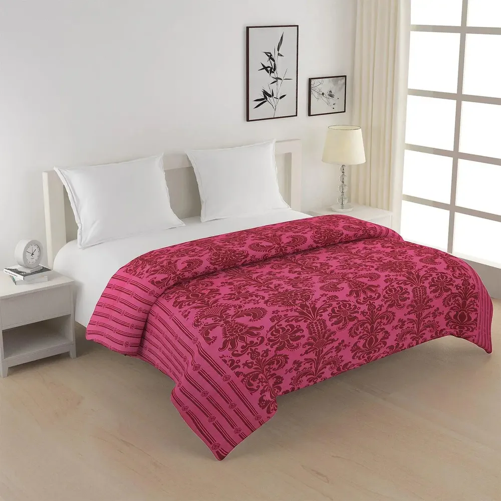 Swayam Artistic Dark Pink Designer Double Bed Winter Quilt