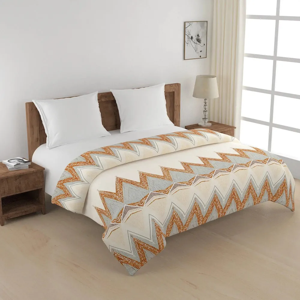 Swayam Aztec Beige & Grey Blended Cotton Double Bed Comforter