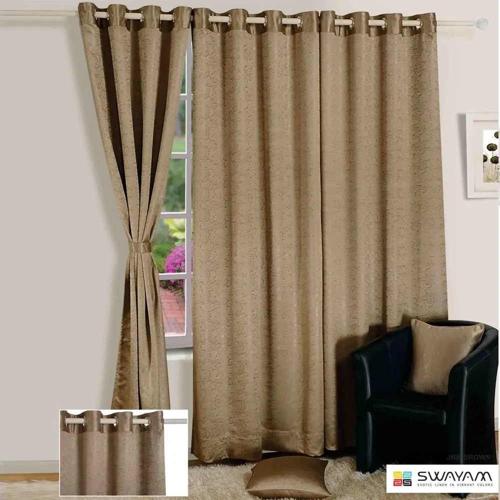 Swayam Beige Paisley J&B Blackout Eyelet Door Curtain