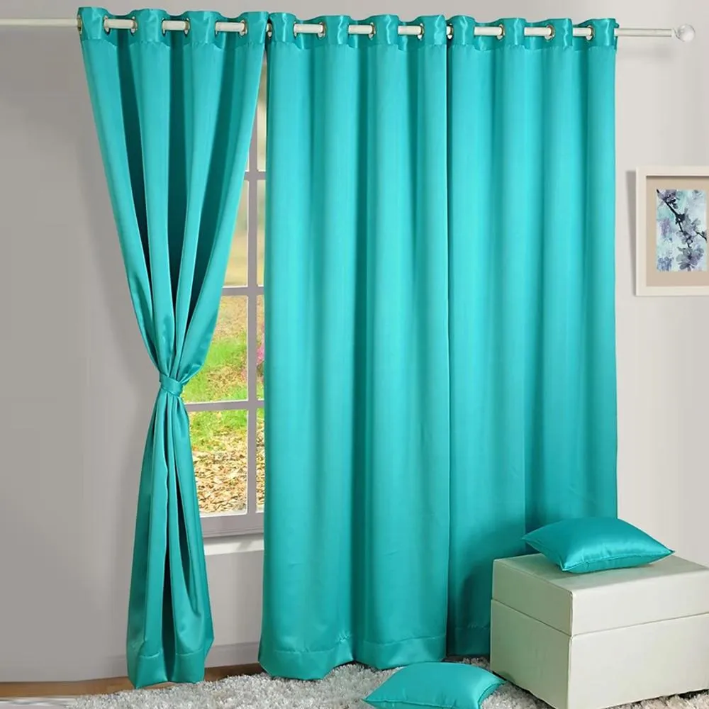 Swayam Blue Color Solid Blackout Eyelet Curtain for Door Regular Size Door Curtains