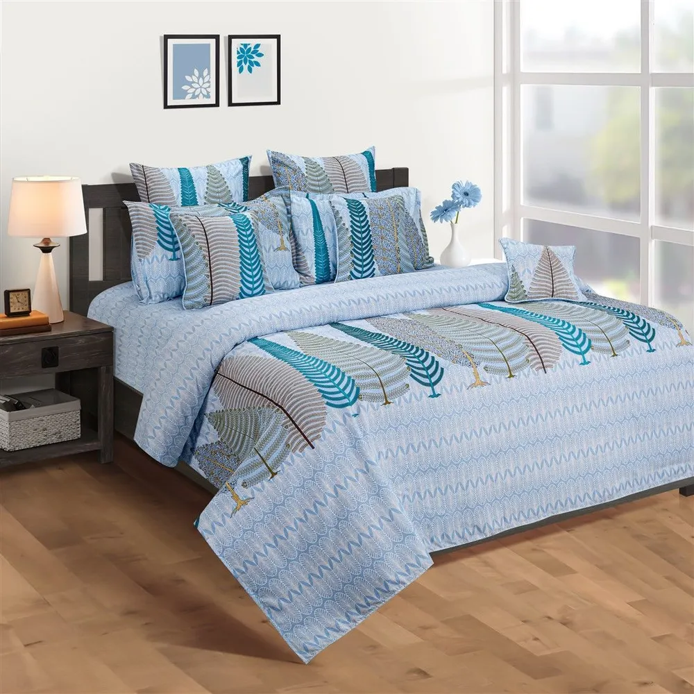 Swayam Blue Fern Print Veda Bed in a Bag Set