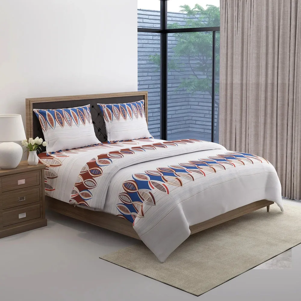 Swayam Blue Tribal Motif Blended Cotton Double Bed Comforter