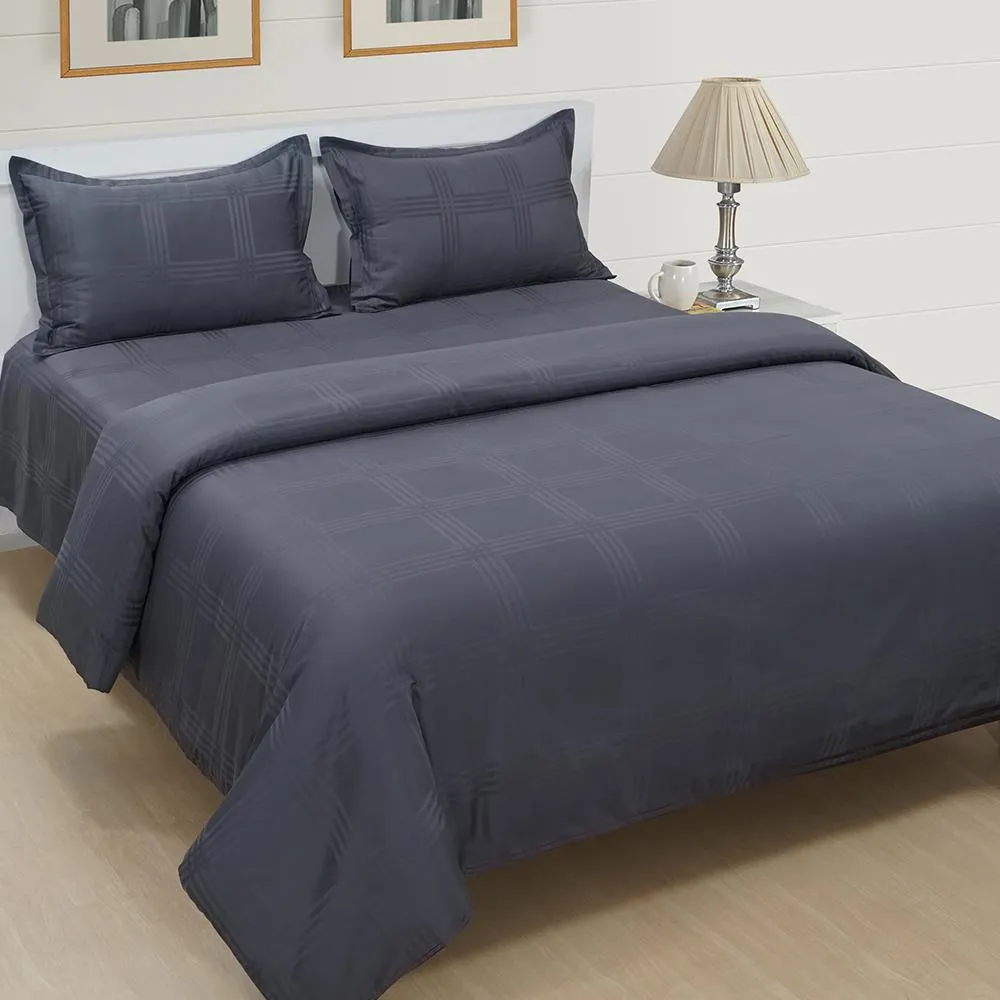 Swayam Coal Grey Saffron Premium Bedding Set