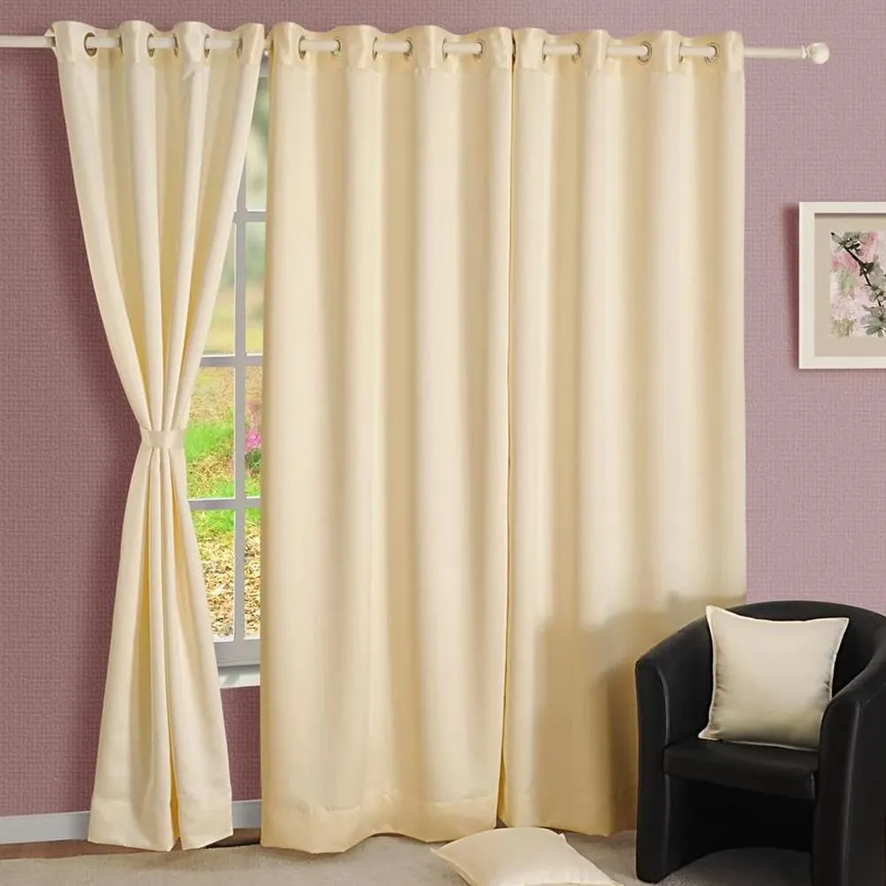 Swayam Cream Solid Blackout Eyelet Door Curtain