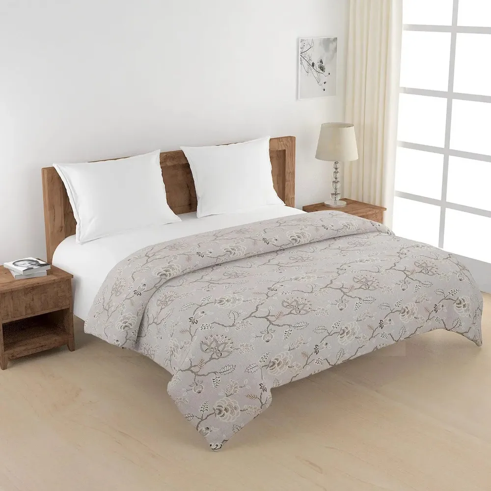 Swayam Floral Design 150 GSM Pure Cotton Double Size AC Comforter , Beige and Brown