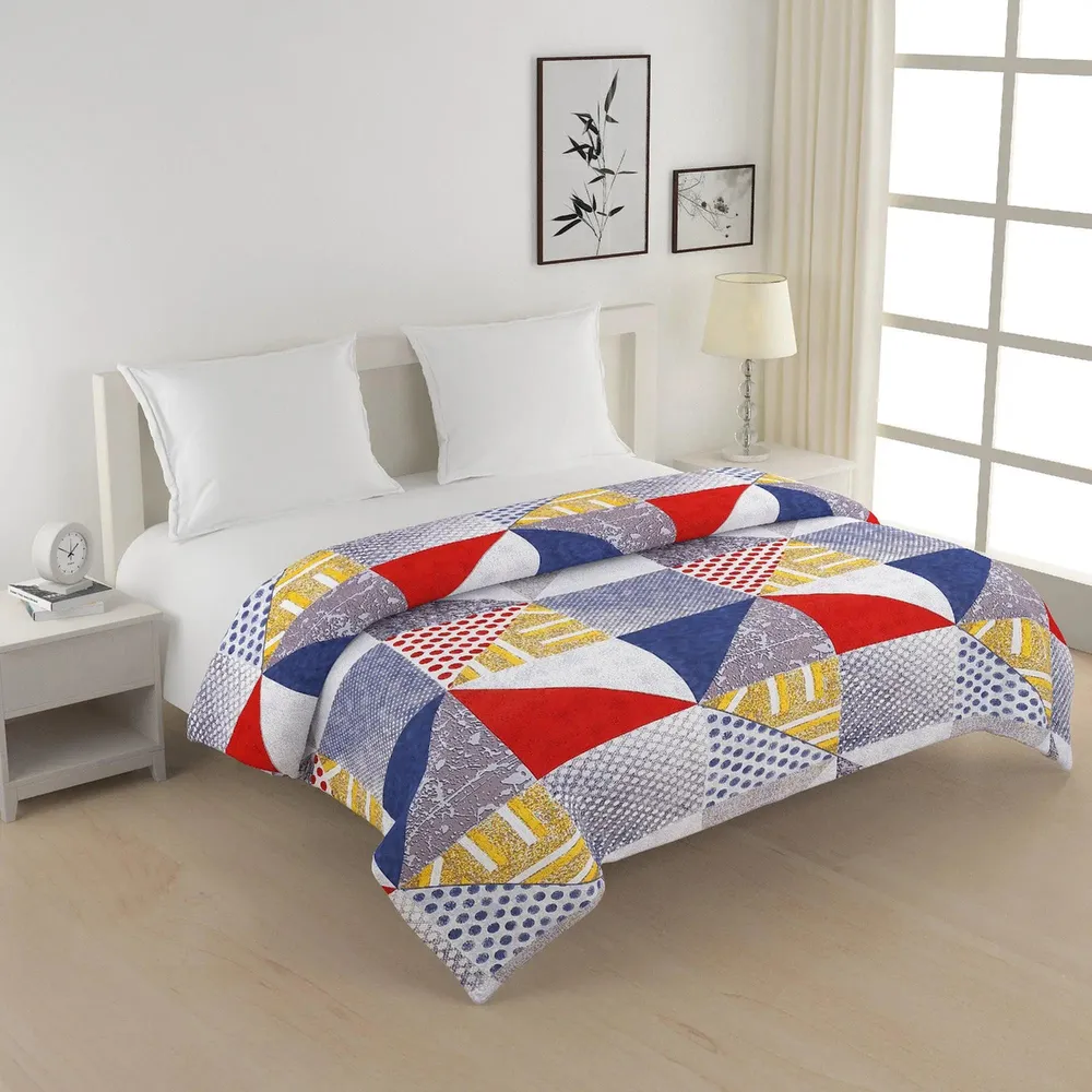 Swayam Geometric & Abstract Multicolor Blended Cotton Heavy Double Bed Comforter