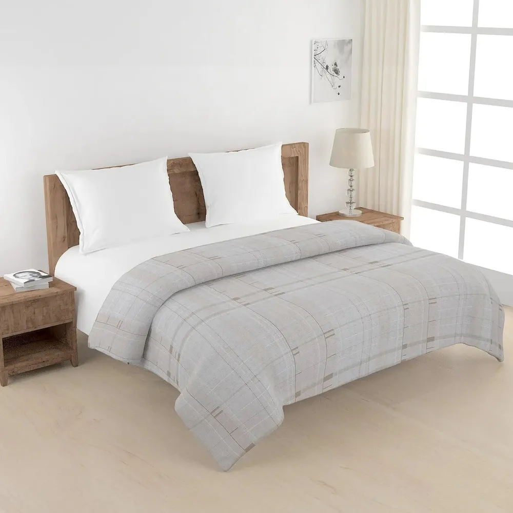 Swayam Geometric Design 150 GSM Pure Cotton Double Size AC Comforter , Grey