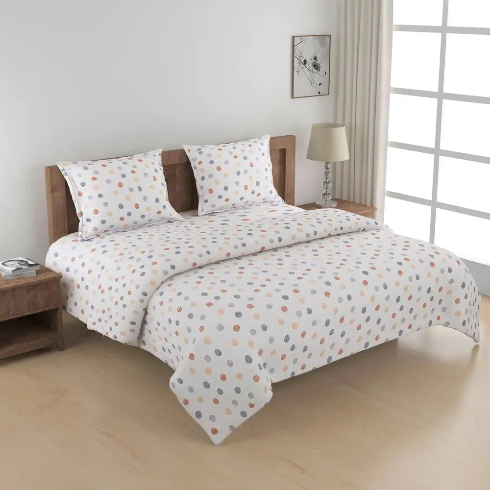 Swayam Geometric Design 150 GSM Pure Cotton Double Size AC Comforter , Grey and Orange