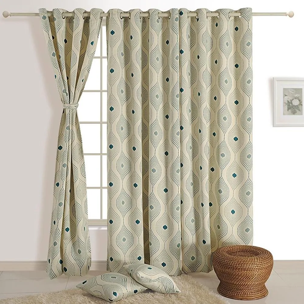 Swayam Geometric Off White Sigma Eyelet Window Curtain