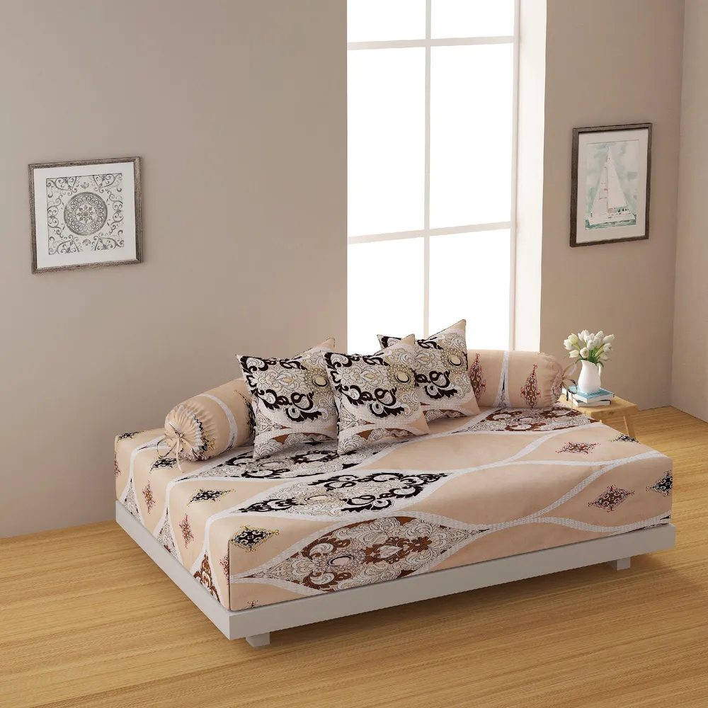 Swayam Veda 100% Pure Cotton Peach Ethnic Motif Diwan Set, Pack of 6